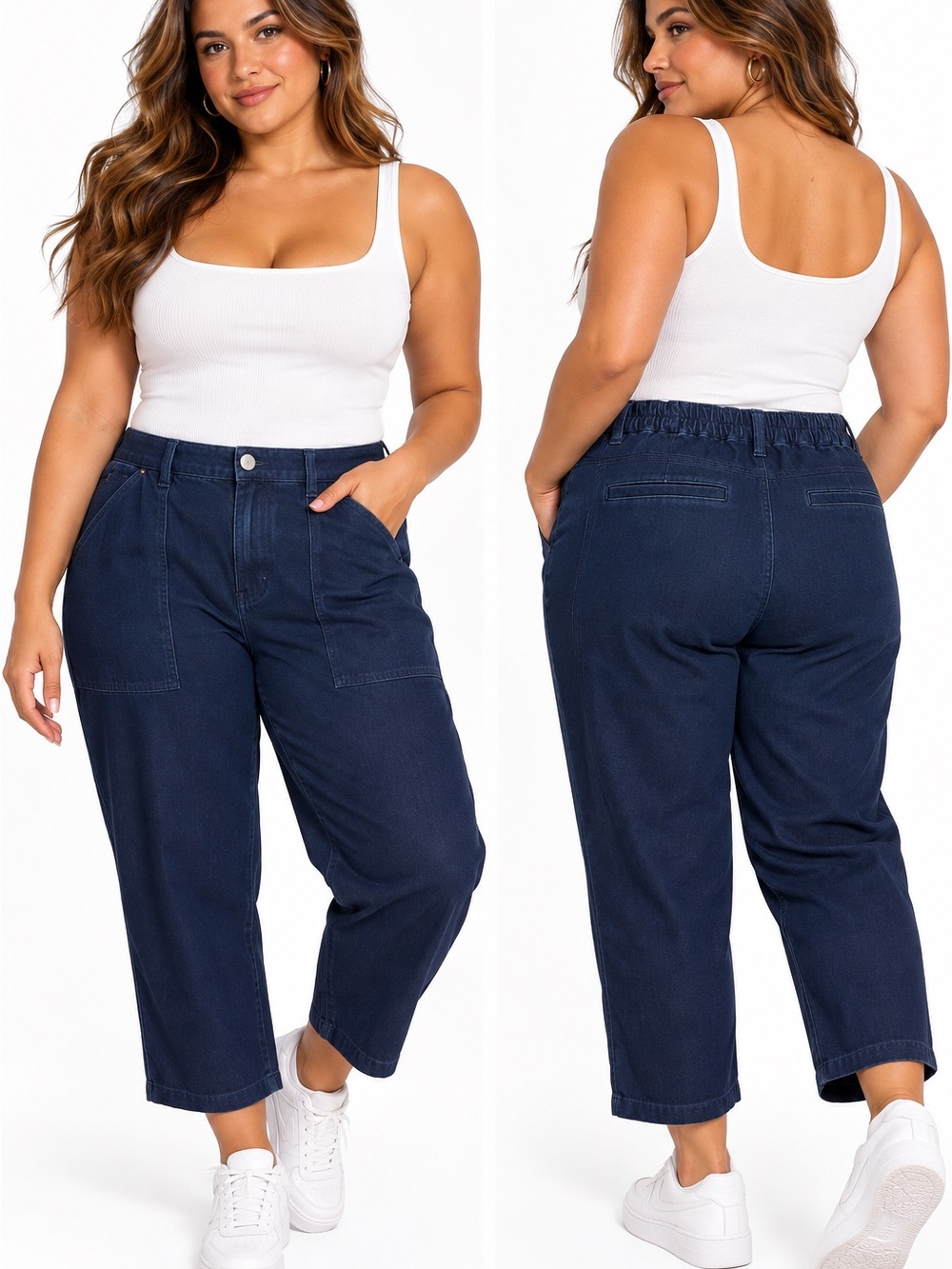 Liverpool Los Angeles 16W Blue Stretch Utility Cropped Pants